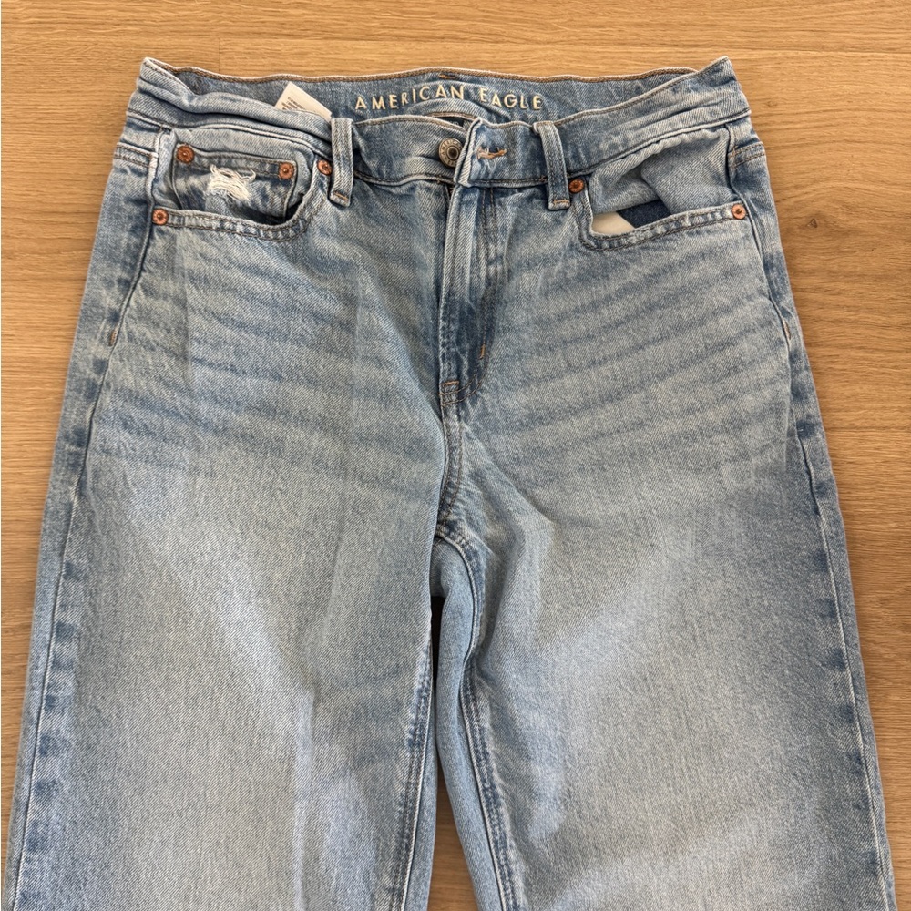 AE Stretch High-Waisted Stovepipe Jean Medium Indigo Size 2 Long - Picture 5 of 6